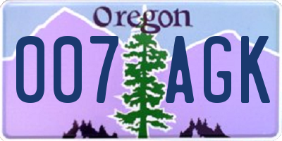 OR license plate 007AGK
