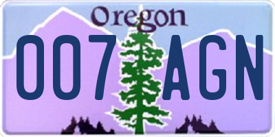OR license plate 007AGN