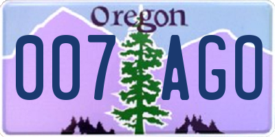 OR license plate 007AGO