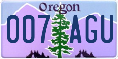 OR license plate 007AGU