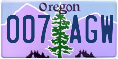 OR license plate 007AGW