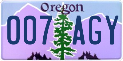 OR license plate 007AGY