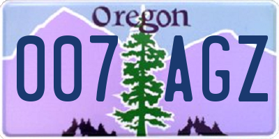OR license plate 007AGZ