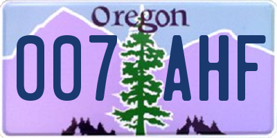 OR license plate 007AHF