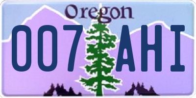 OR license plate 007AHI