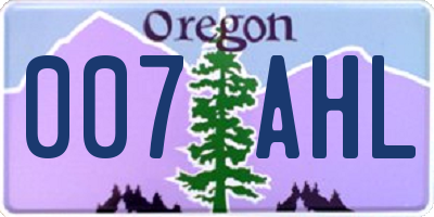OR license plate 007AHL