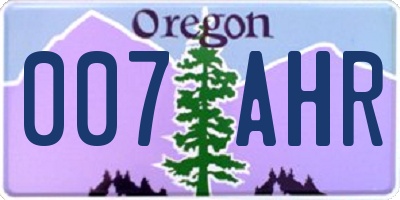 OR license plate 007AHR