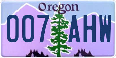 OR license plate 007AHW