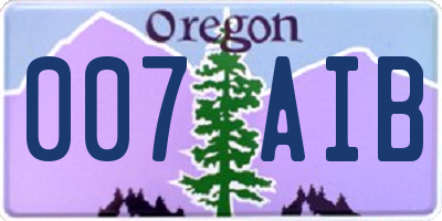 OR license plate 007AIB