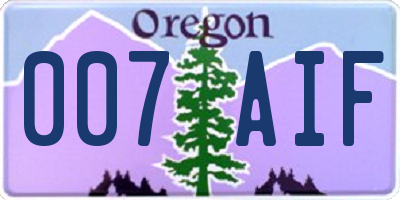 OR license plate 007AIF