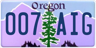 OR license plate 007AIG