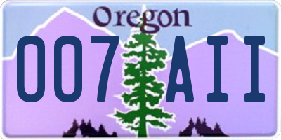 OR license plate 007AII