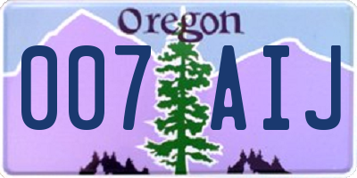 OR license plate 007AIJ
