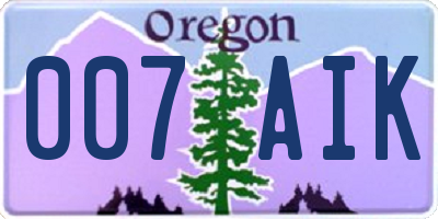 OR license plate 007AIK