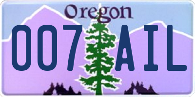 OR license plate 007AIL