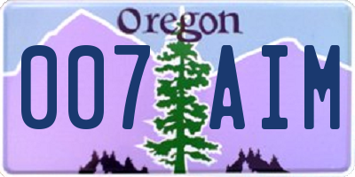 OR license plate 007AIM