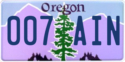 OR license plate 007AIN