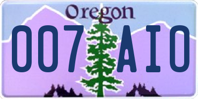 OR license plate 007AIO