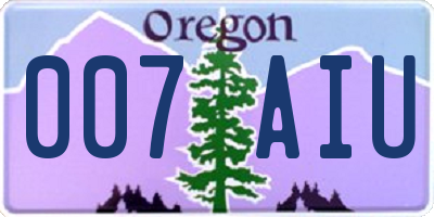 OR license plate 007AIU