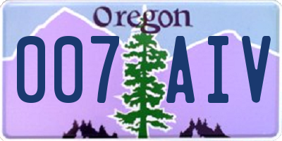OR license plate 007AIV