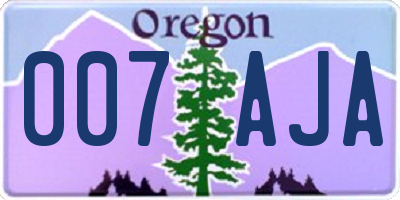 OR license plate 007AJA