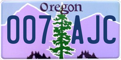 OR license plate 007AJC