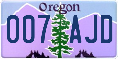 OR license plate 007AJD