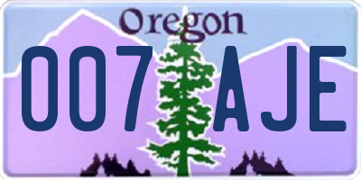 OR license plate 007AJE