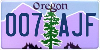 OR license plate 007AJF