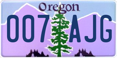 OR license plate 007AJG