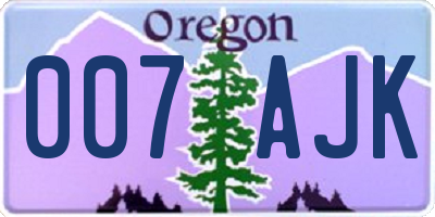 OR license plate 007AJK