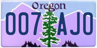OR license plate 007AJO