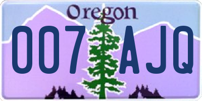 OR license plate 007AJQ