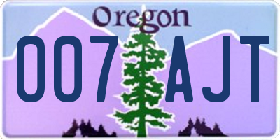 OR license plate 007AJT