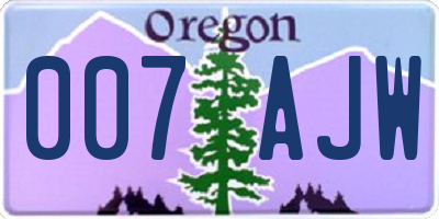 OR license plate 007AJW