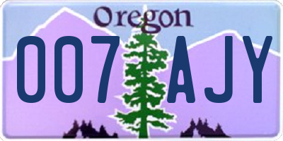 OR license plate 007AJY
