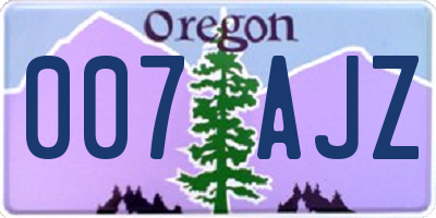 OR license plate 007AJZ
