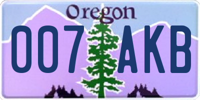 OR license plate 007AKB