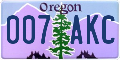 OR license plate 007AKC