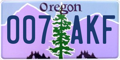 OR license plate 007AKF