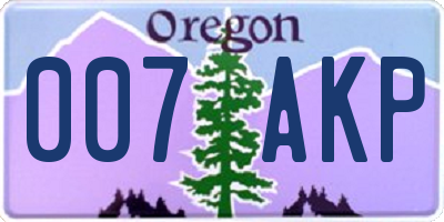 OR license plate 007AKP