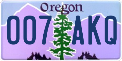 OR license plate 007AKQ
