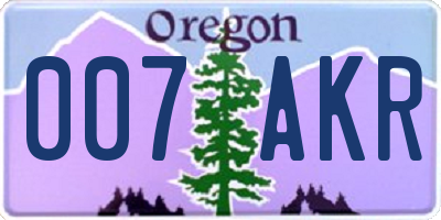 OR license plate 007AKR