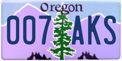OR license plate 007AKS