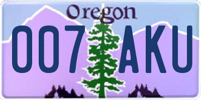OR license plate 007AKU