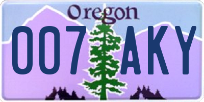 OR license plate 007AKY