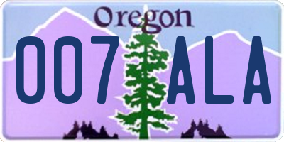 OR license plate 007ALA
