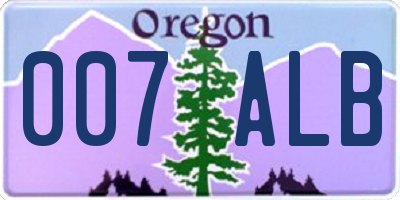 OR license plate 007ALB