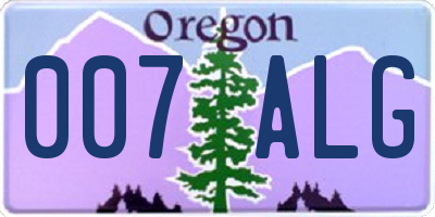 OR license plate 007ALG
