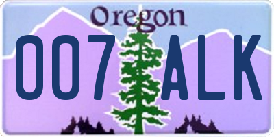 OR license plate 007ALK